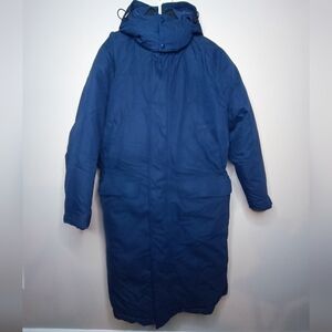 L.L. Bean Men's Blue Hooded Extra Long Warm Down Winter Jacket Large